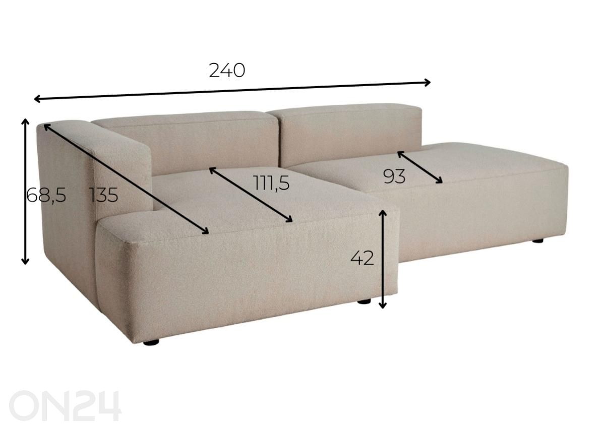 Nurgadiivan Dave In&Out suurendatud mõõdud