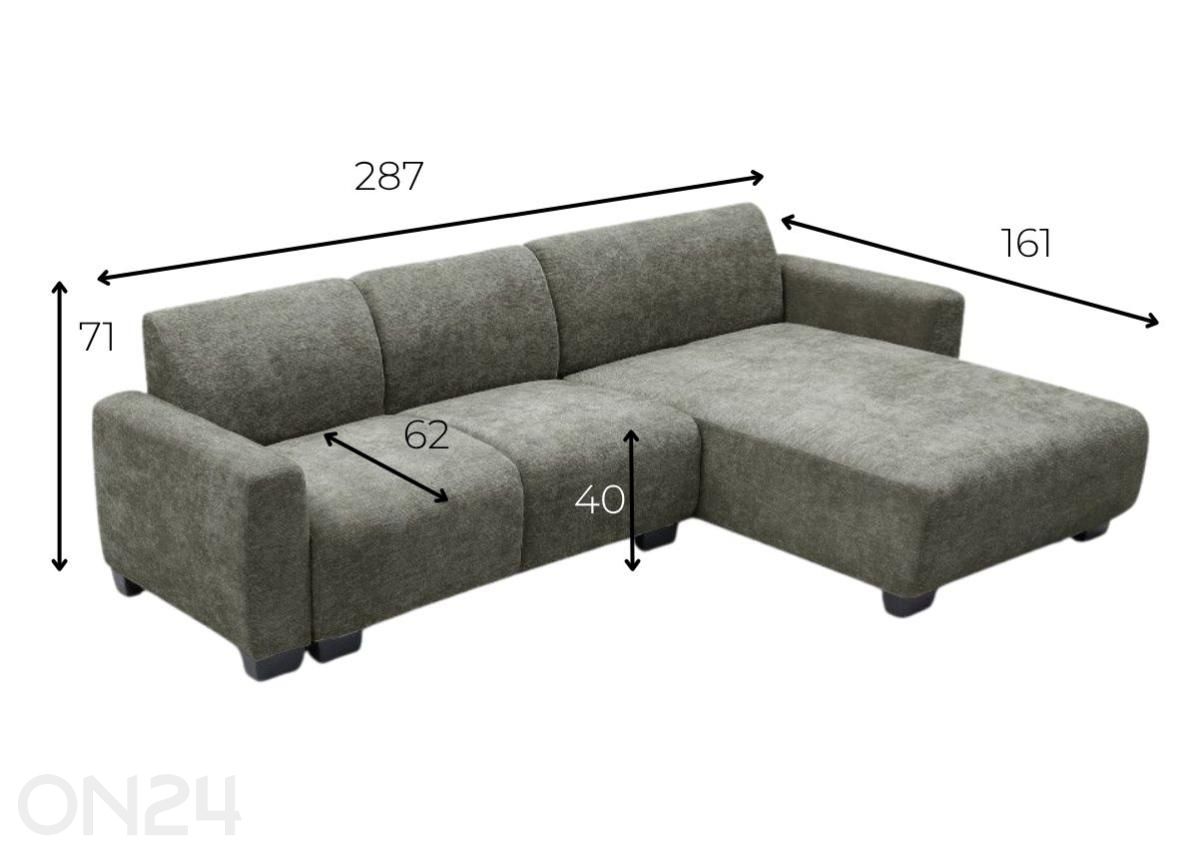 Nurgadiivan Galera suurendatud mõõdud