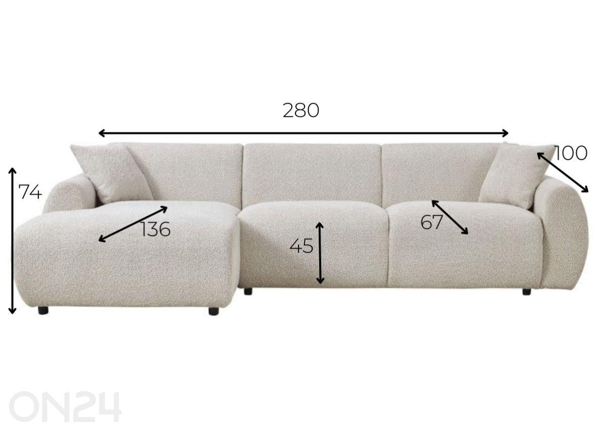 Nurgadiivan Marita suurendatud mõõdud