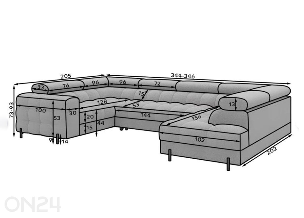 Nurgadiivanvoodi Fectory suurendatud mõõdud
