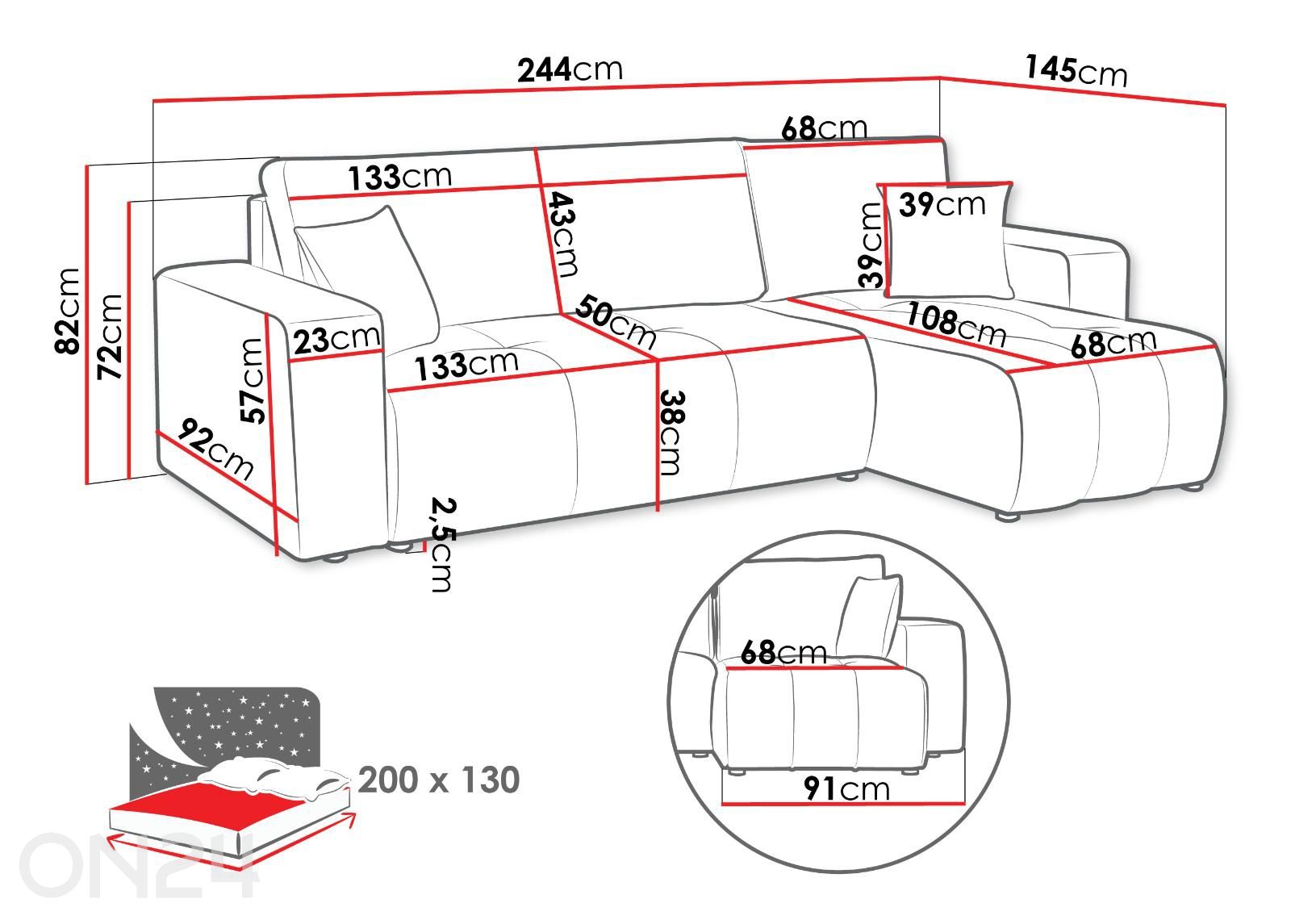 Nurgadiivanvoodi Furyn suurendatud mõõdud