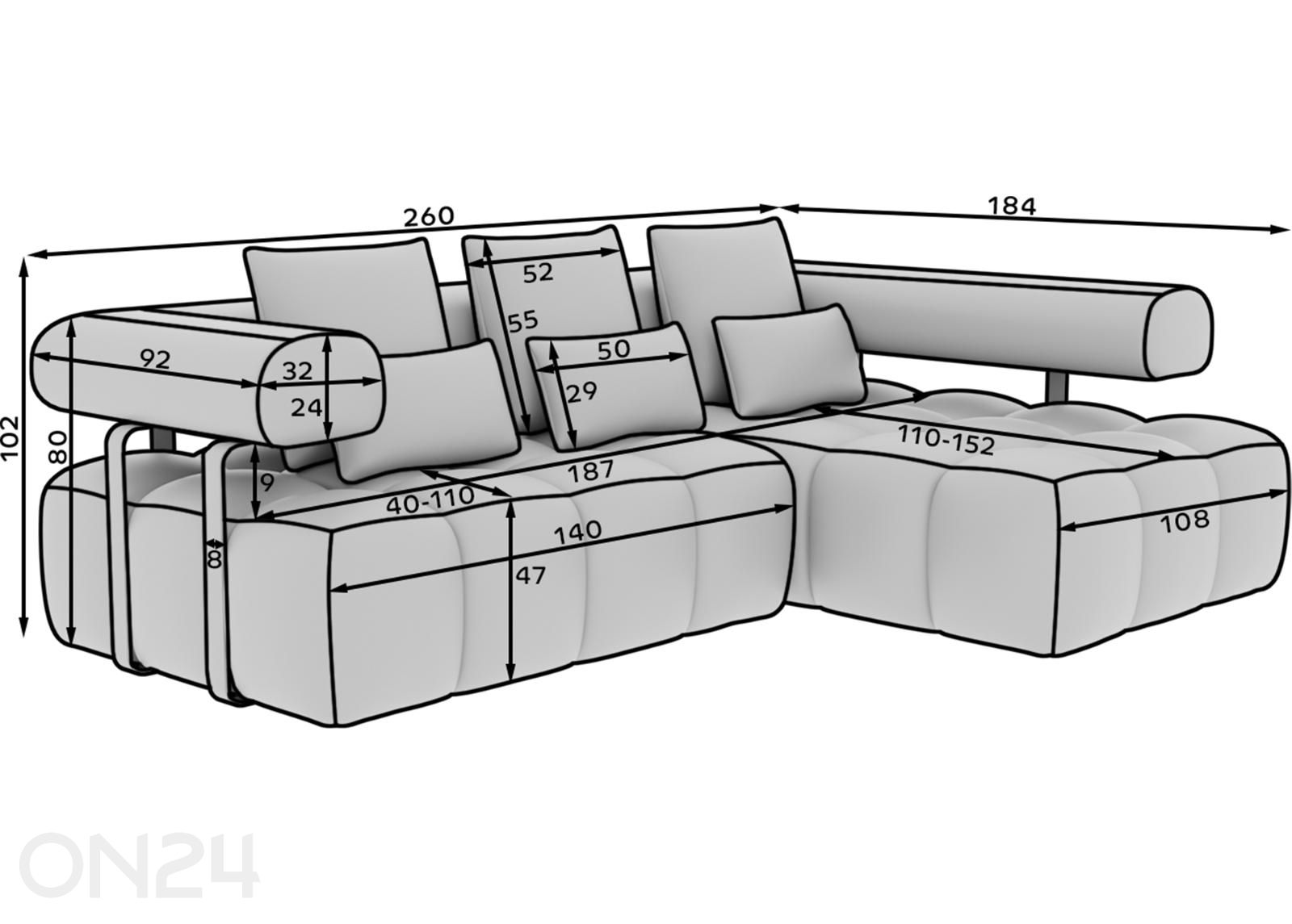 Nurgadiivanvoodi Levvi suurendatud mõõdud