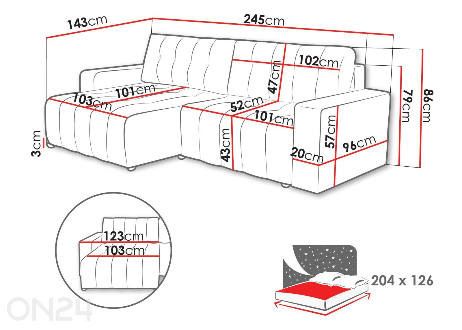 Nurgadiivanvoodi Masone suurendatud mõõdud