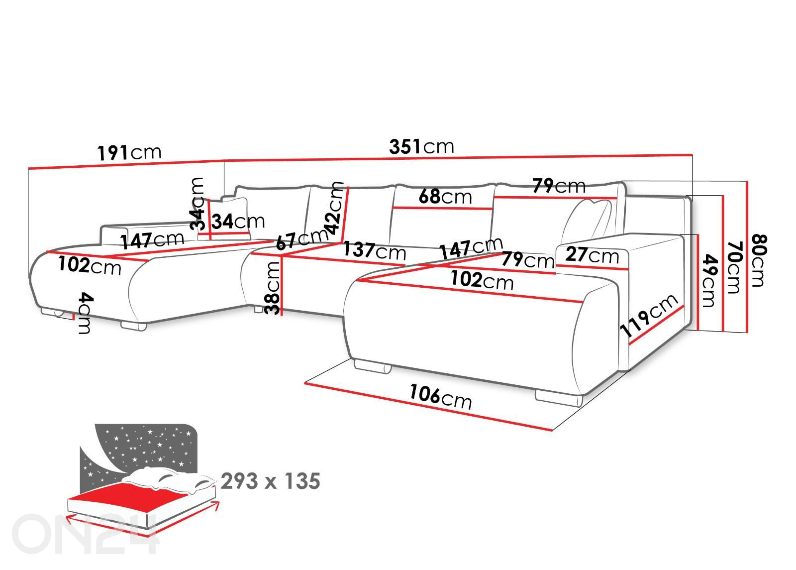 Nurgadiivanvoodi Nojan suurendatud mõõdud