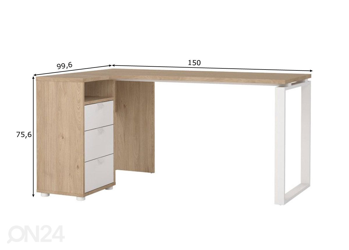 Nurgakirjutuslaud Sign 150 cm suurendatud mõõdud