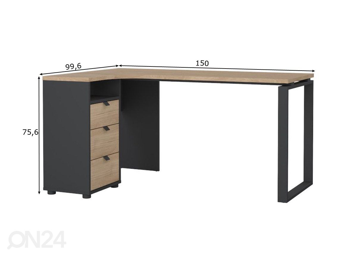 Nurgakirjutuslaud Sign 150 cm suurendatud mõõdud