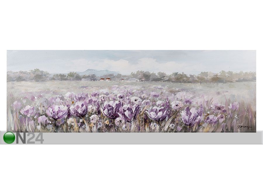 Õlimaal Lillad lilled 50x150 cm suurendatud