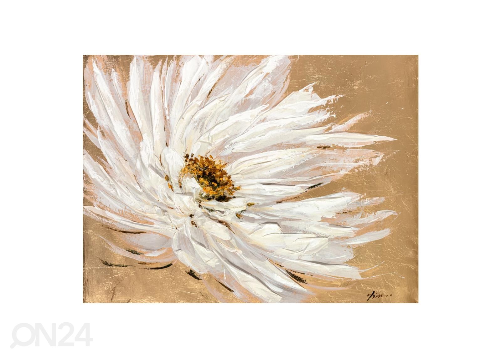 Õlimaal Valge õis beežil taustal 90x120 cm suurendatud