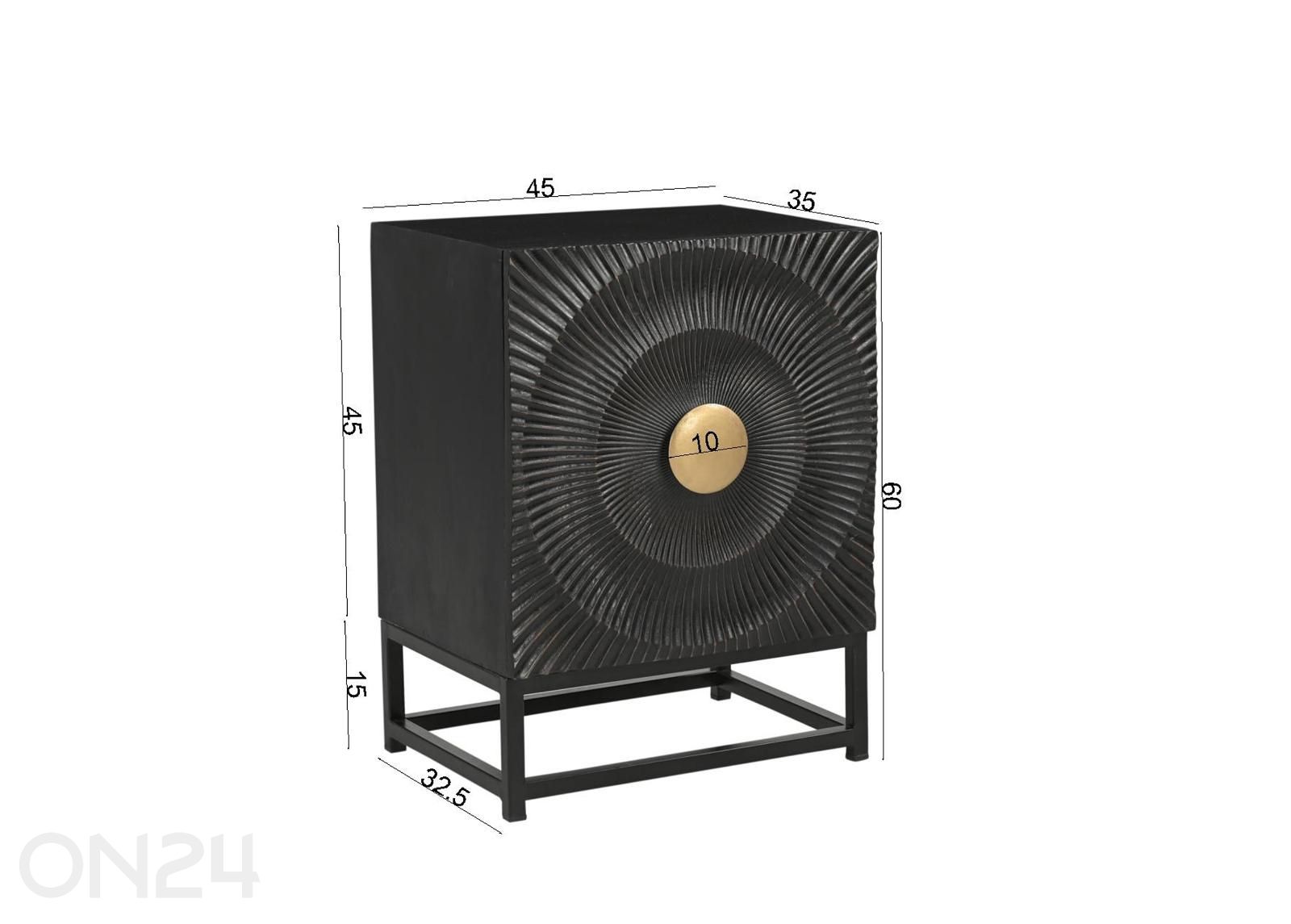 Öökapp Black Smooth 45 cm suurendatud mõõdud