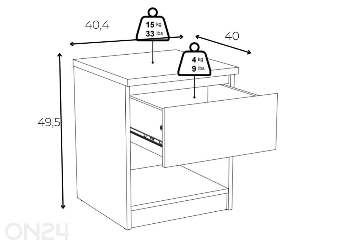 Öökapp Naia suurendatud mõõdud