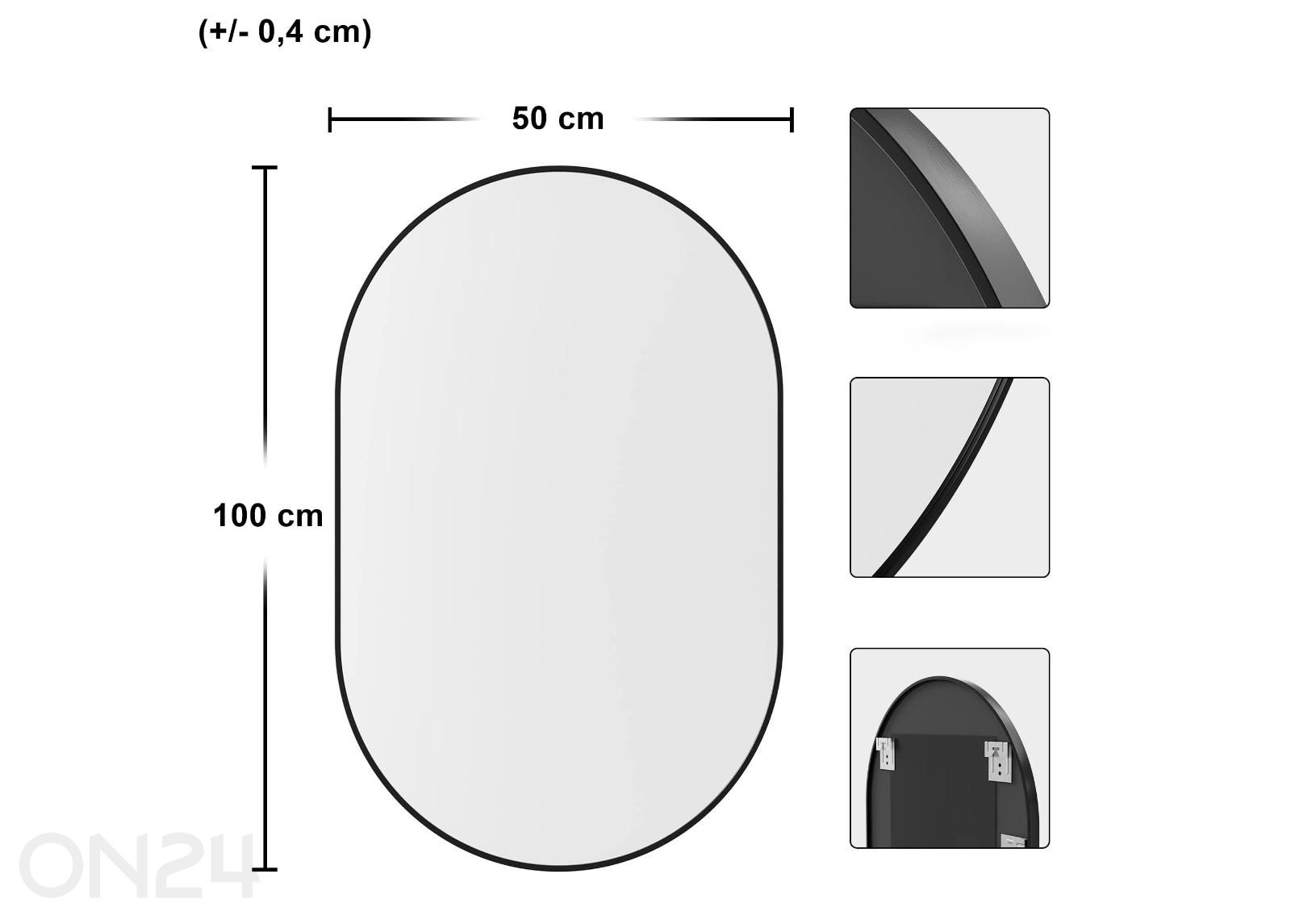 Ovaalne peegel 50x100 cm suurendatud mõõdud