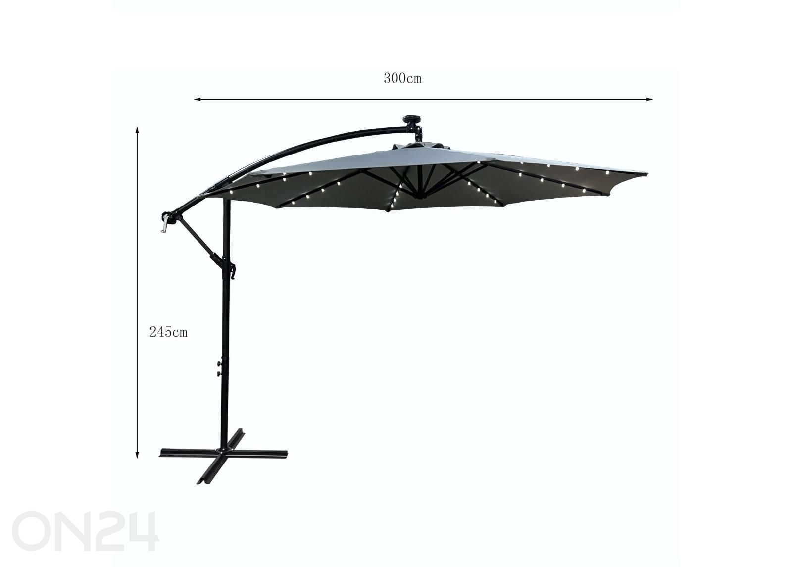 Päikesevari Milin + LED Ø 3 m suurendatud mõõdud