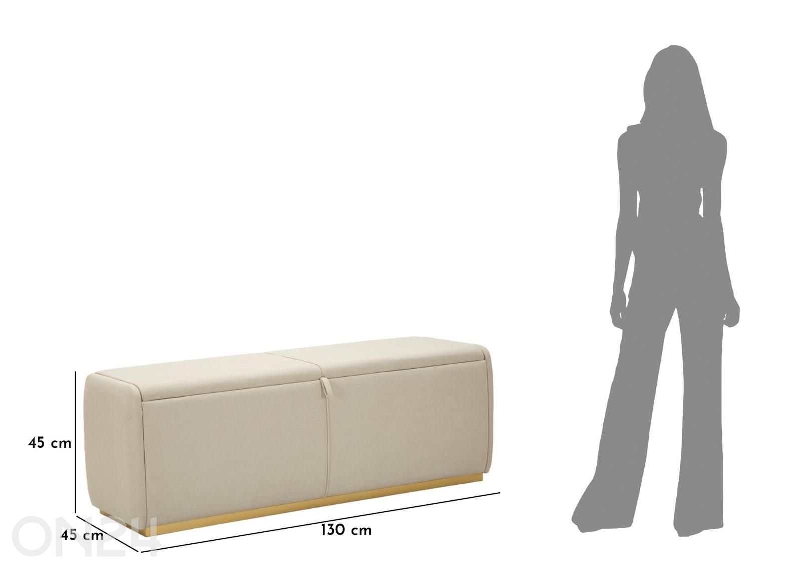 Panipaigaga tumba 130 cm, kreemjas suurendatud mõõdud