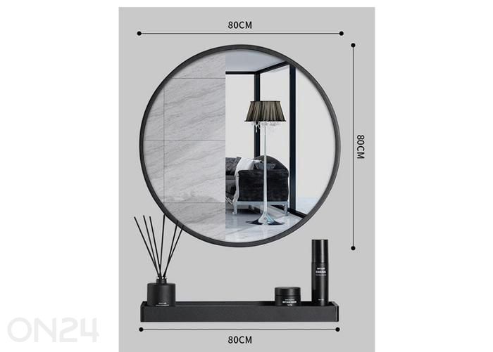 Peegel riiuliga 80 cm, must suurendatud mõõdud