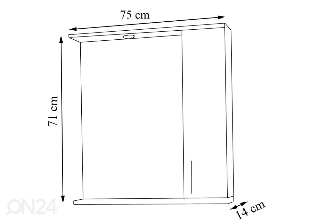 Peegelkapp Lisalo XL h71x75 cm suurendatud mõõdud