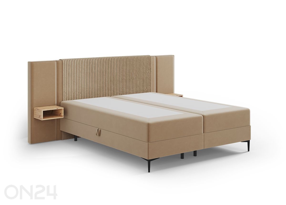 Pesukastiga kontinentaalvoodi , 2 öökappi + LED 160x200 cm suurendatud