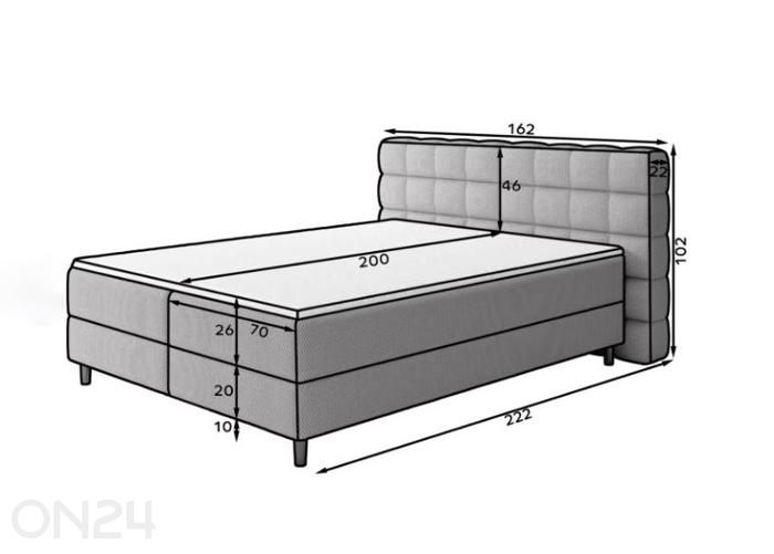 Pesukastiga kontinentaalvoodi Camma 140x200 cm suurendatud mõõdud