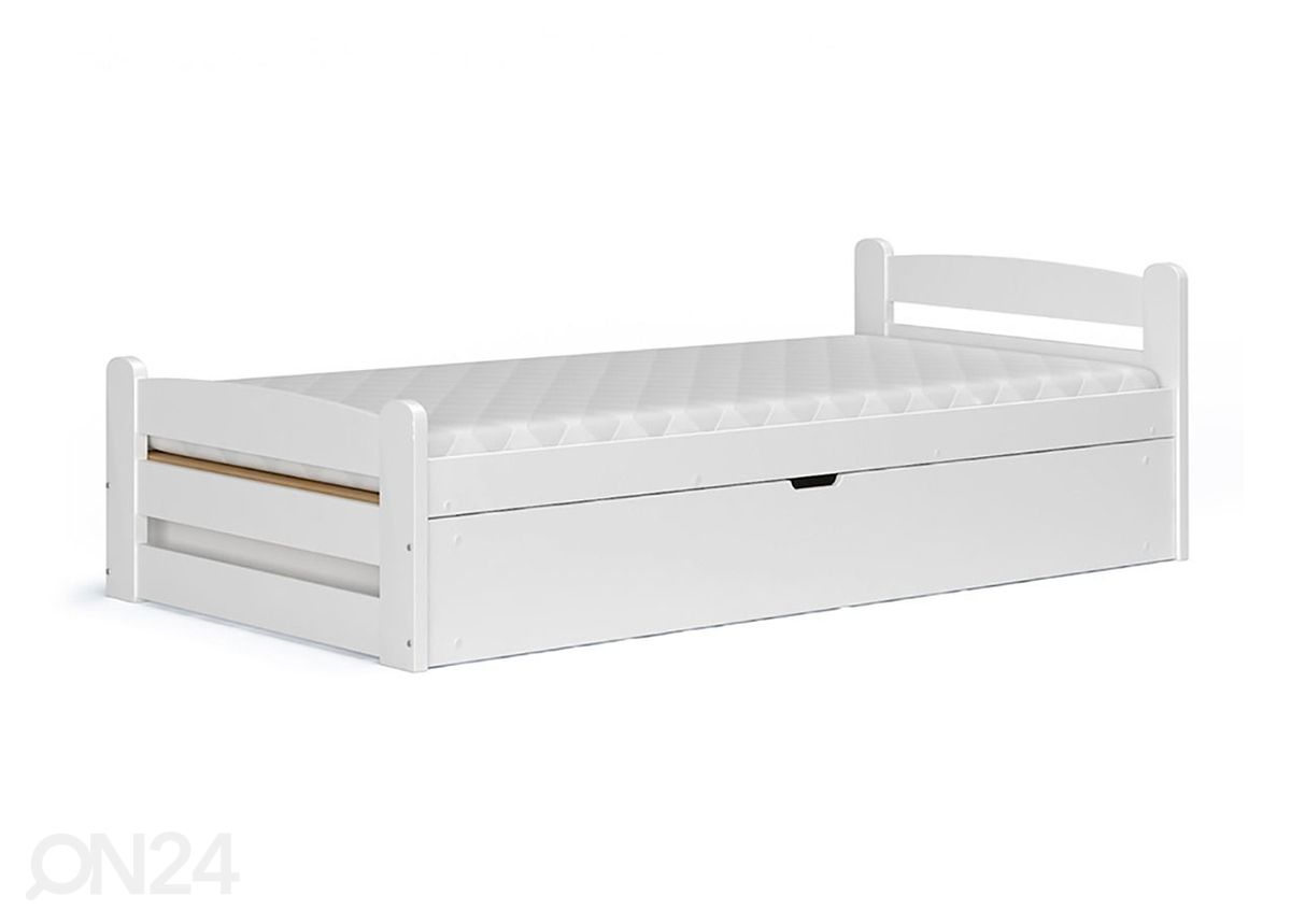 Pesukastiga voodi 90x200 cm, valge suurendatud