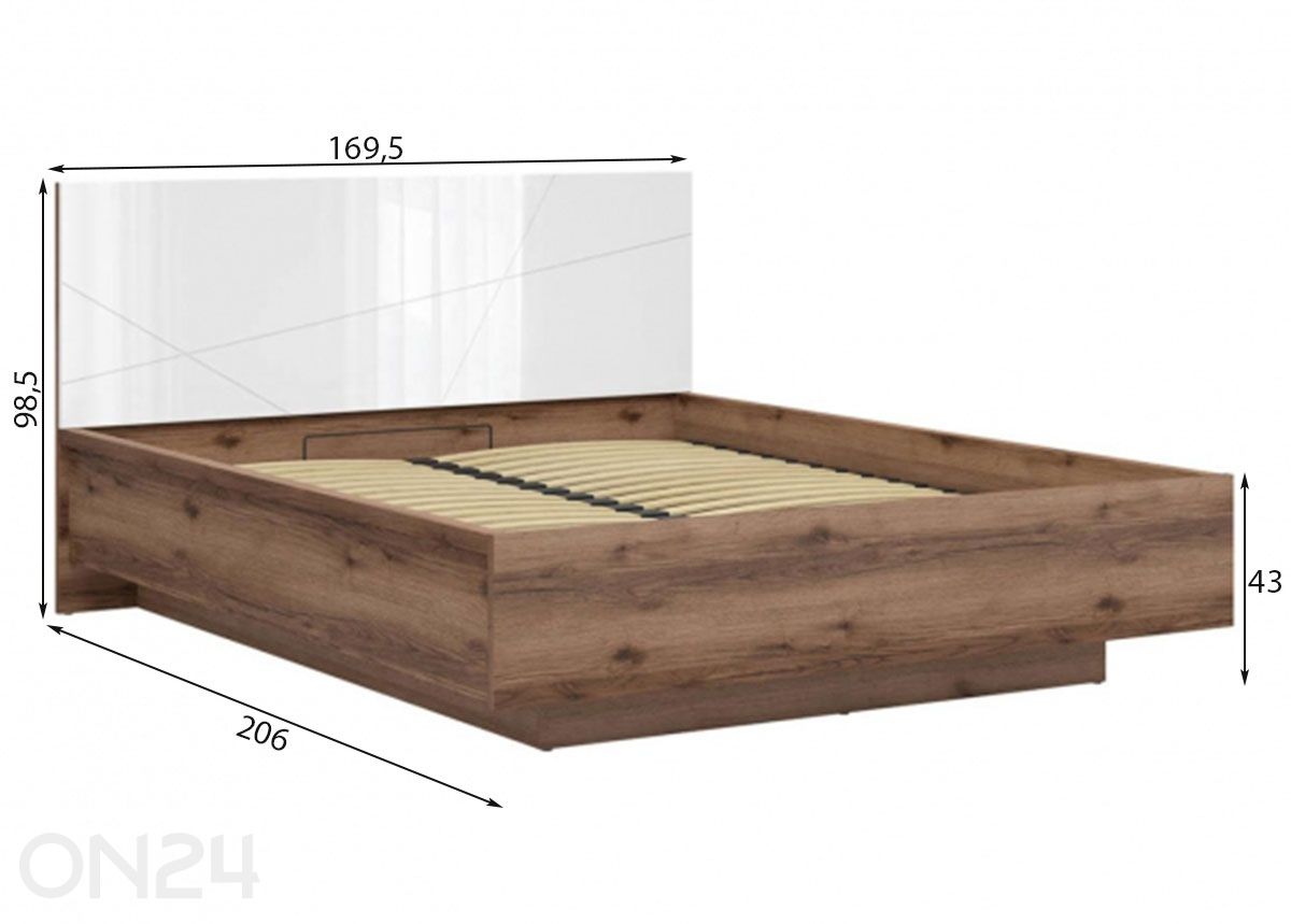 Pesukastiga voodi Forn 160x200 cm suurendatud mõõdud