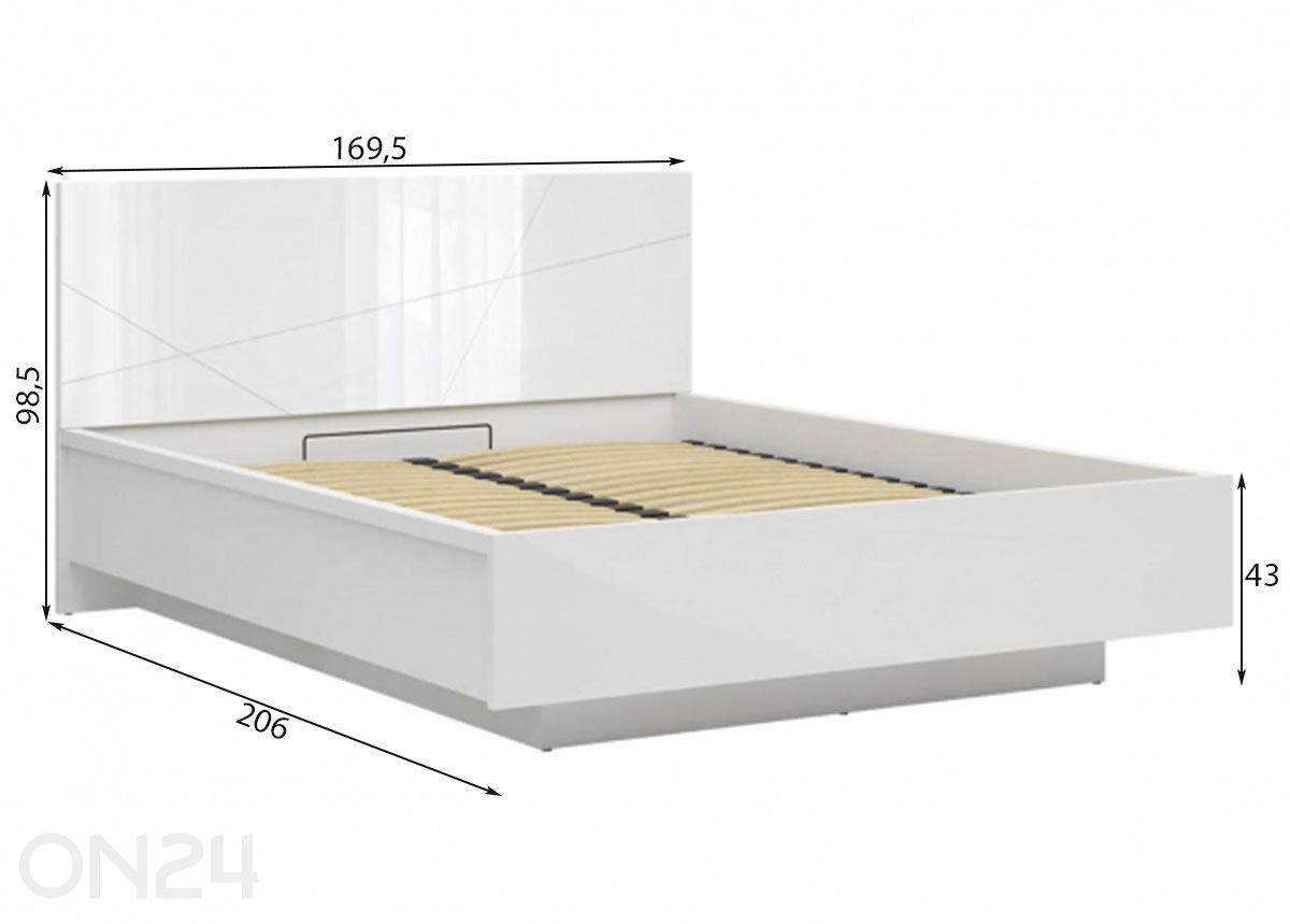 Pesukastiga voodi Forn 160x200 cm suurendatud mõõdud