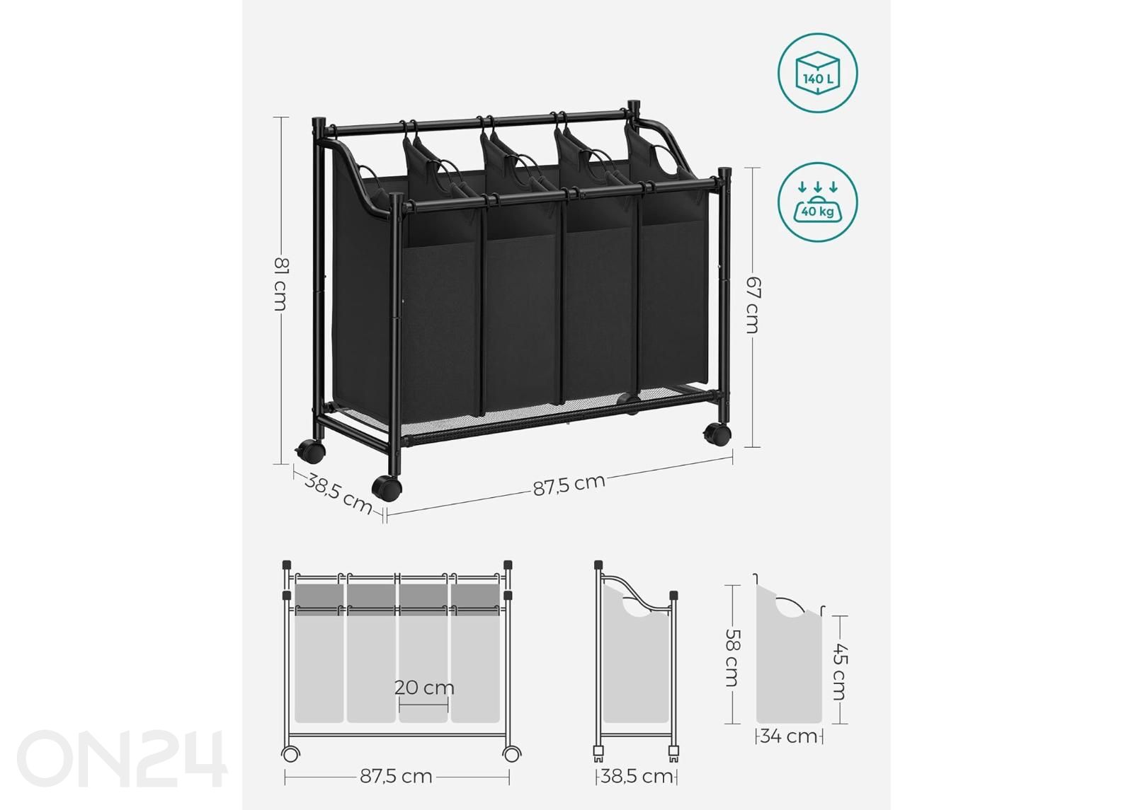 Pesukorvide komplekt suurendatud mõõdud