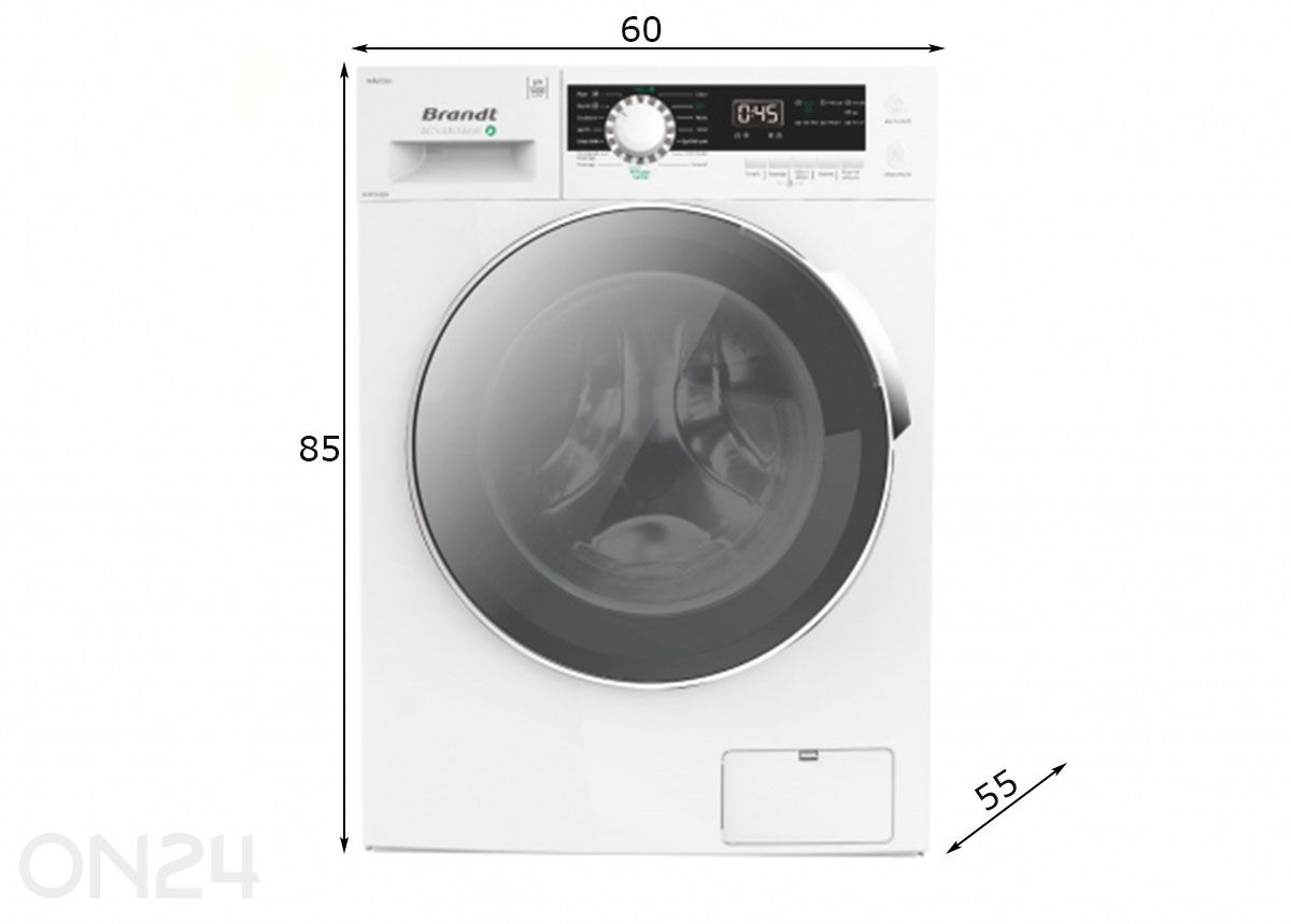 Pesumasin Brandt WFB394QW suurendatud mõõdud