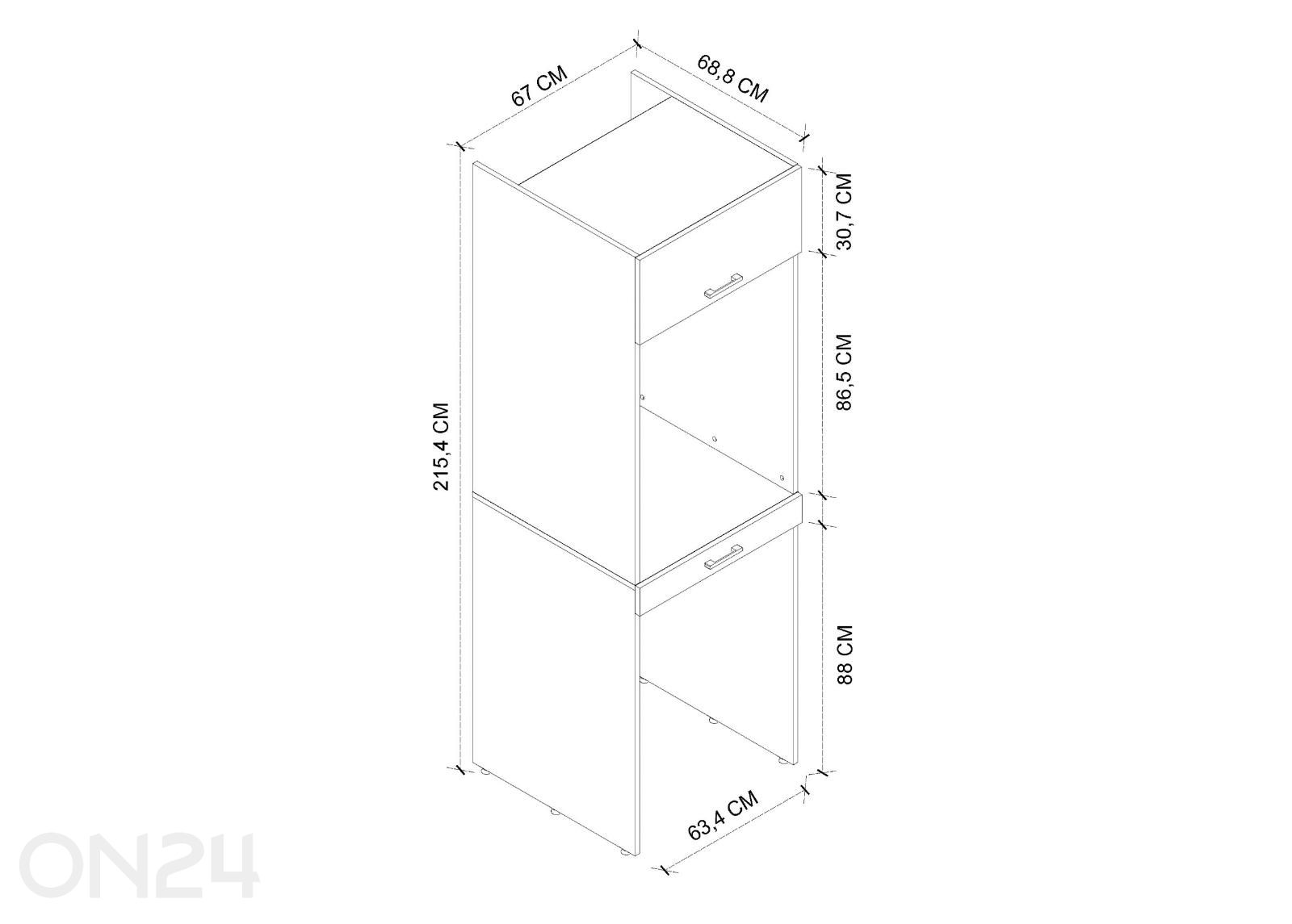 Pesumasina/kuivati kapp suurendatud mõõdud