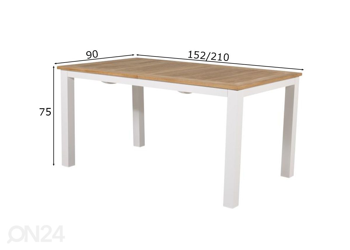 Pikendatav aialaud Panama 152/210×90 cm suurendatud mõõdud