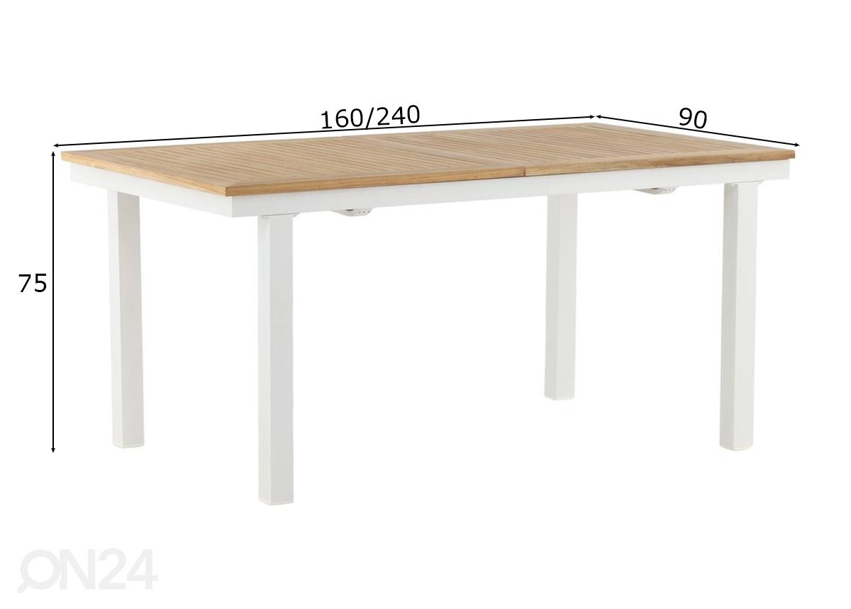 Pikendatav aialaud Panama 160/240 cm suurendatud mõõdud