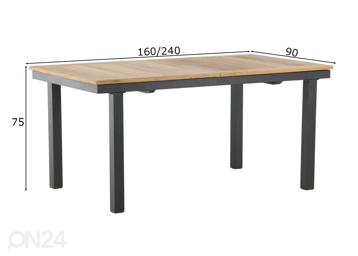 Pikendatav aialaud Panama 160/240 cm suurendatud mõõdud