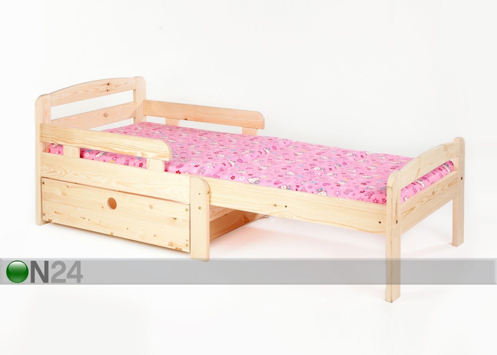 Pikendatav lastevoodi Kiku koos kastiga, viimistlemata suurendatud