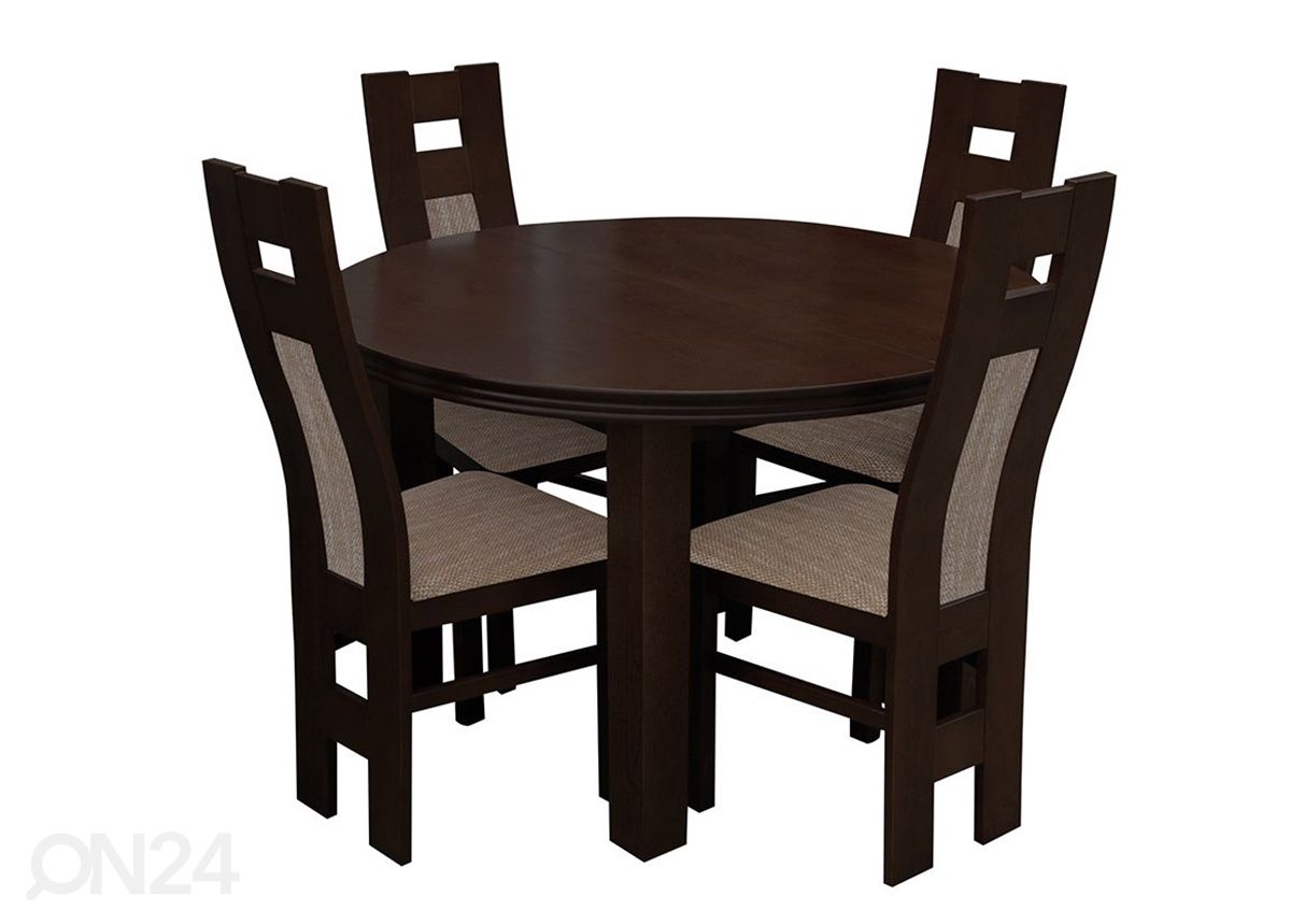 Pikendatav söögilaud 100x100-140 cm + 4 tooli suurendatud