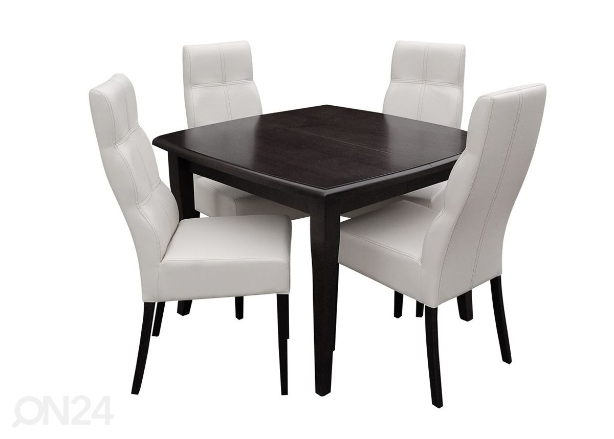 Pikendatav söögilaud 100x100-250 cm + 4 tooli suurendatud