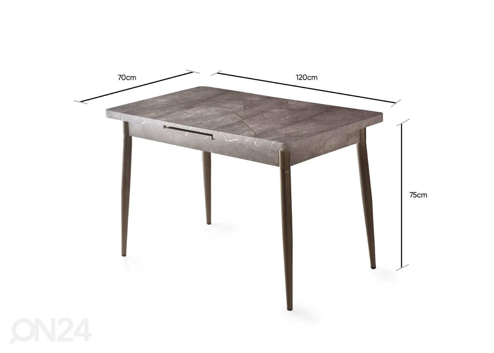 Pikendatav söögilaud 120/150x70 cm suurendatud mõõdud