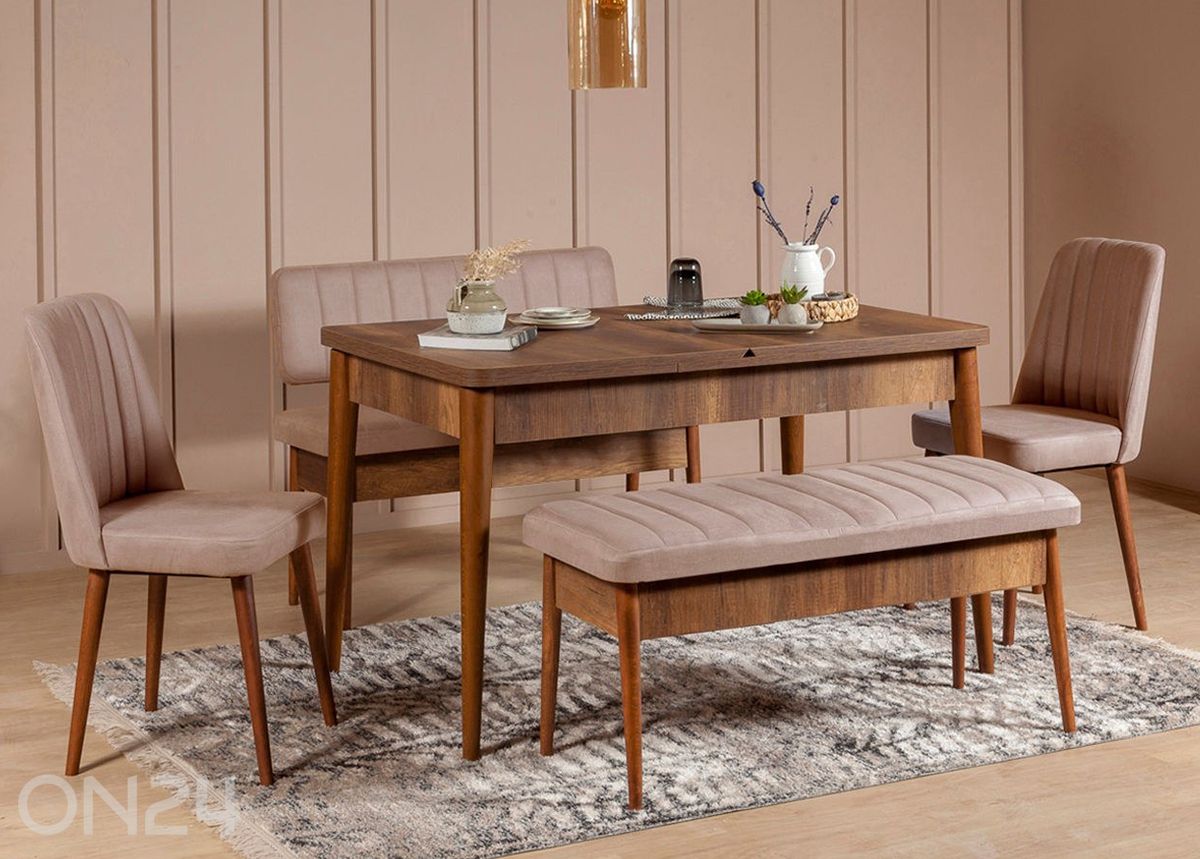 Pikendatav söögilaud 130/165x80 cm suurendatud