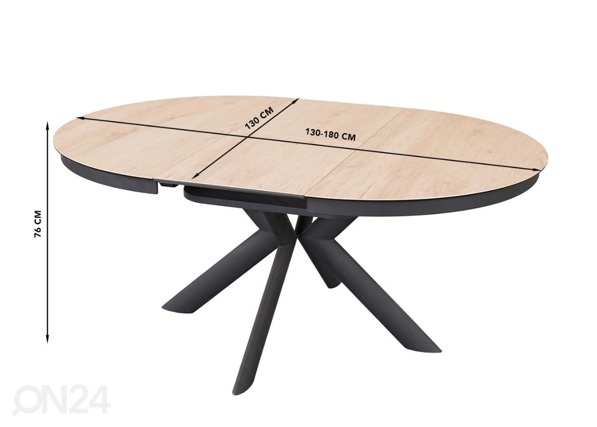 Pikendatav söögilaud 130x130/180 cm suurendatud mõõdud