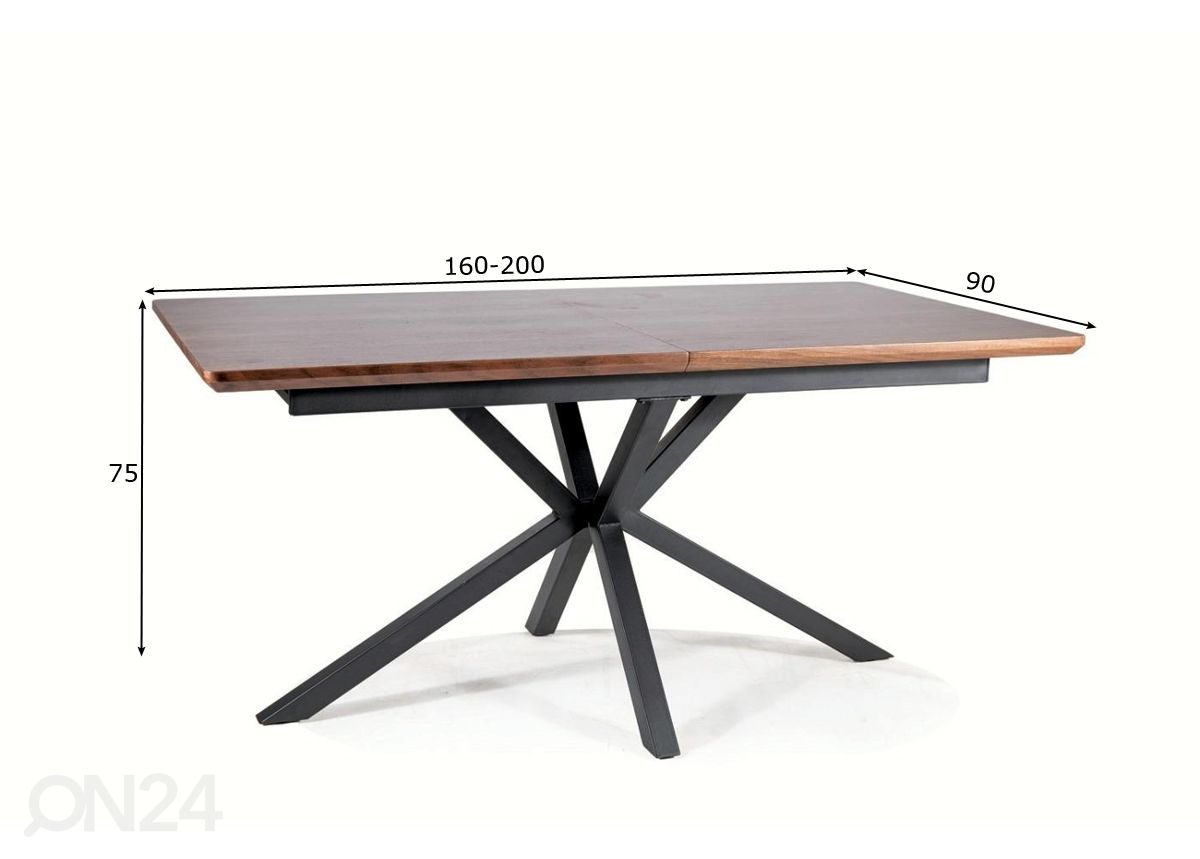 Pikendatav söögilaud 160/200x90 cm suurendatud mõõdud