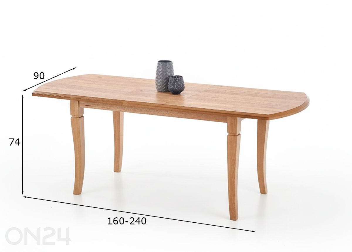 Pikendatav söögilaud 160/240x90 cm suurendatud mõõdud