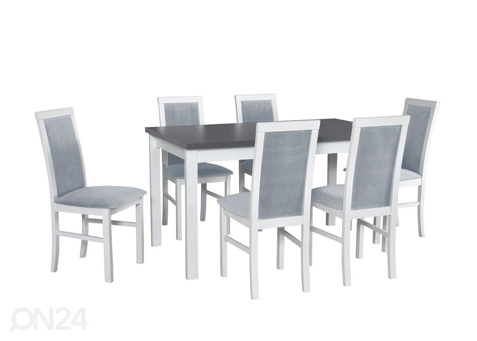 Pikendatav söögilaud 80x120-150 cm + 6 tooli suurendatud