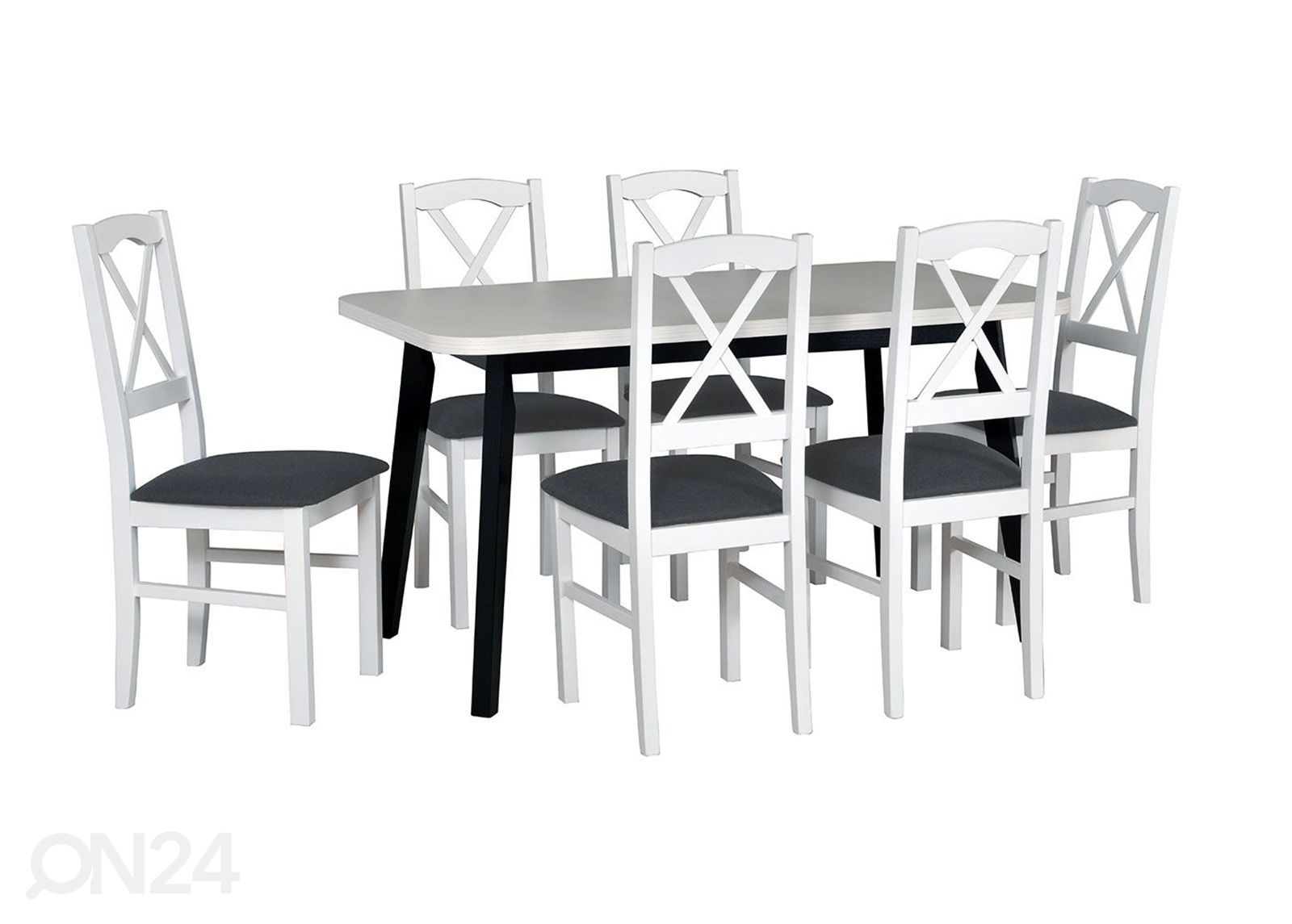 Pikendatav söögilaud 80x140-180 cm + 6 tooli suurendatud