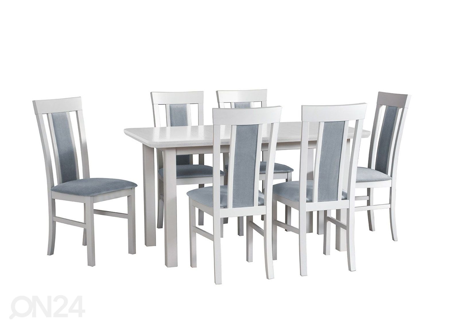 Pikendatav söögilaud 80x140-180 cm + 6 tooli suurendatud