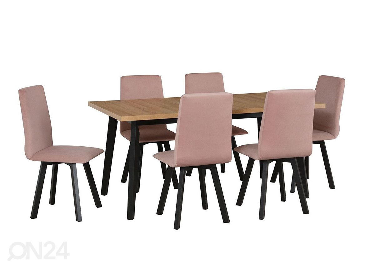 Pikendatav söögilaud 80x140-180 cm + 6 tooli suurendatud