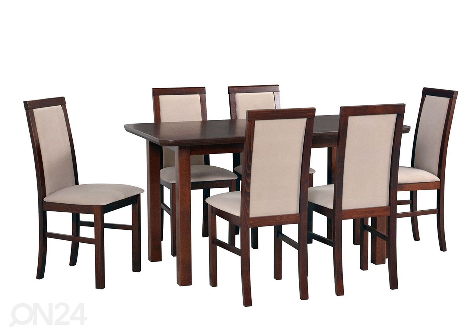Pikendatav söögilaud 80x140-180 cm + 6 tooli suurendatud
