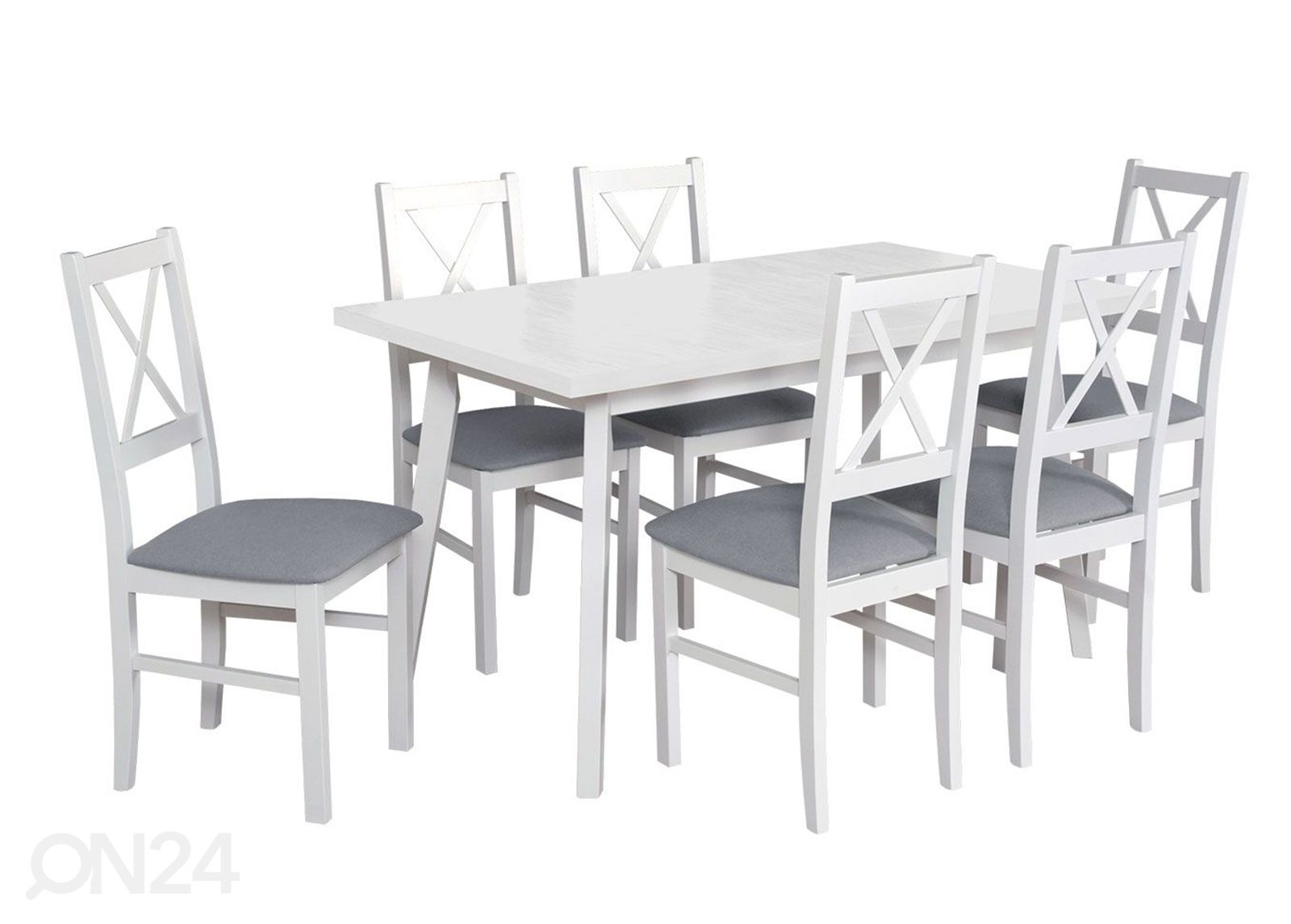 Pikendatav söögilaud 80x140-180 cm + 6 tooli suurendatud
