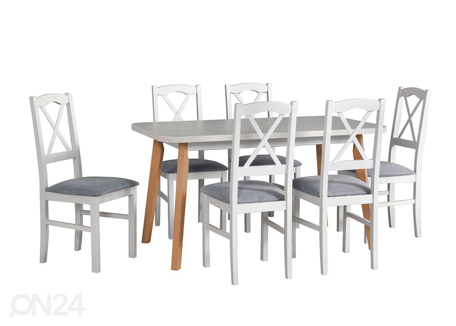Pikendatav söögilaud 80x140-180 cm + 6 tooli suurendatud