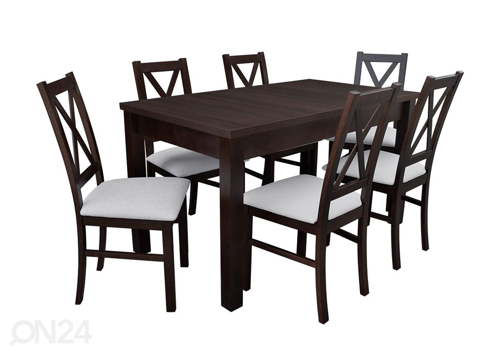 Pikendatav söögilaud 80x140-195 cm + 6 tooli suurendatud