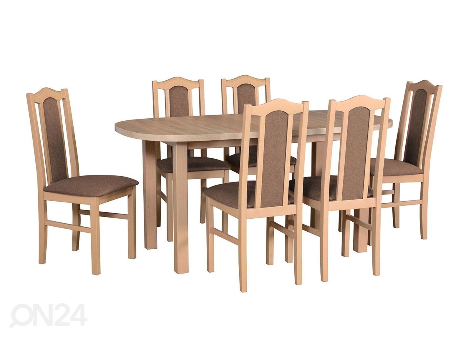 Pikendatav söögilaud 80x160-200 cm + 6 tooli suurendatud