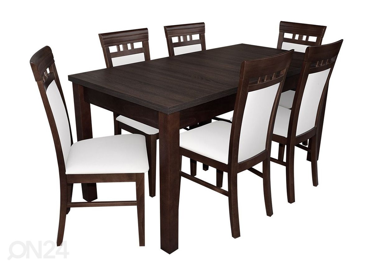 Pikendatav söögilaud 80x160-200 cm + 6 tooli suurendatud