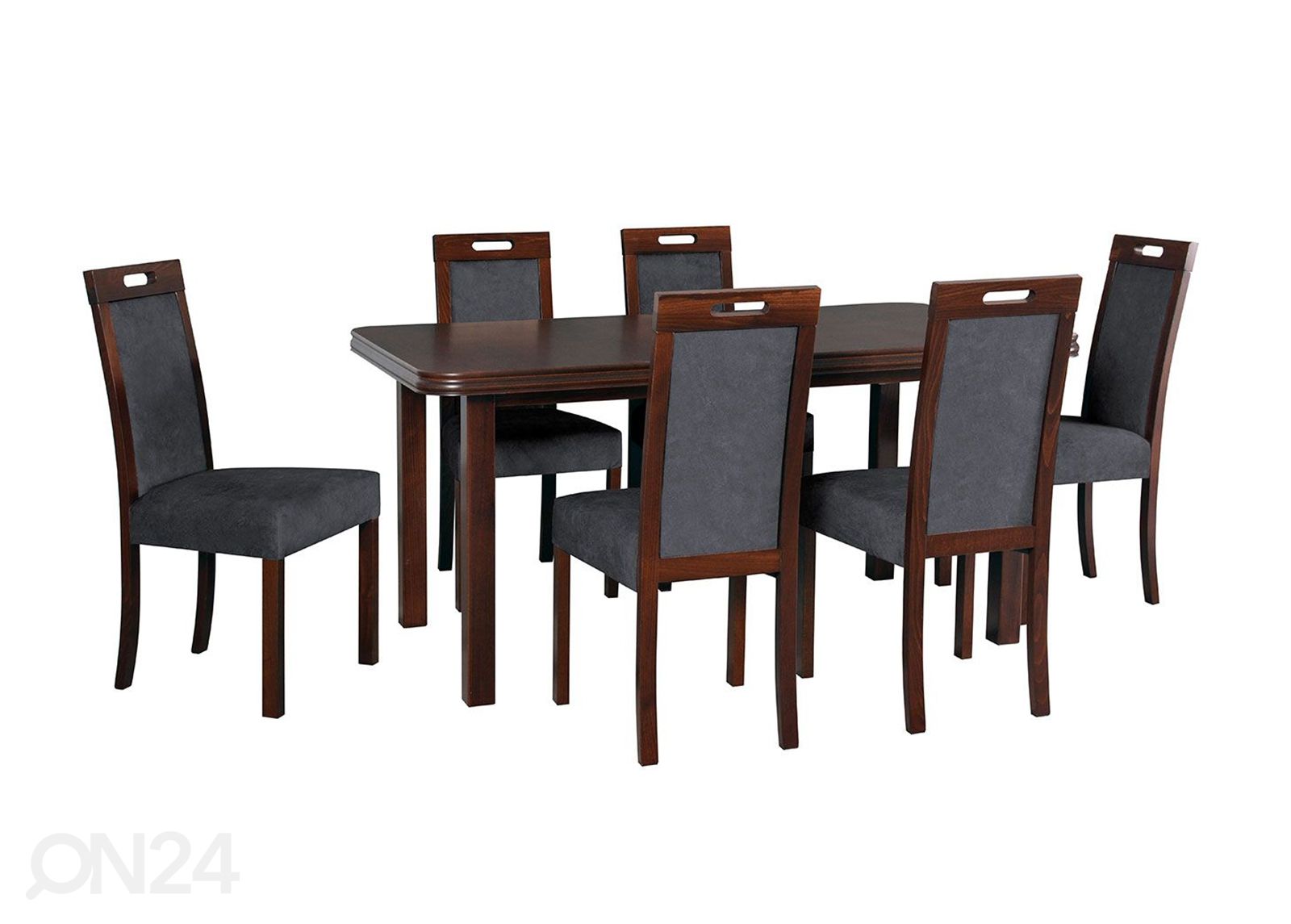 Pikendatav söögilaud 90x160-200 cm + 6 tooli suurendatud