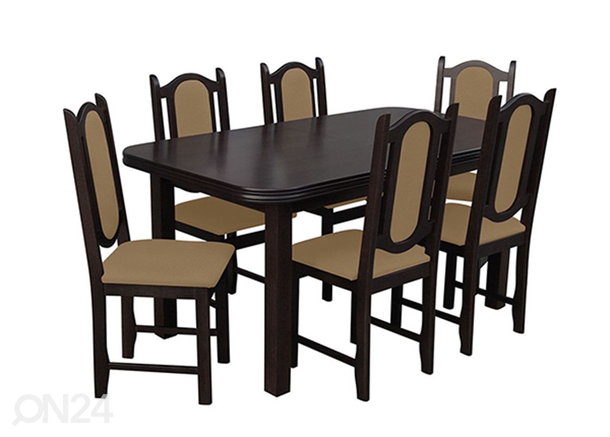 Pikendatav söögilaud 90x160-200 cm + 6 tooli suurendatud